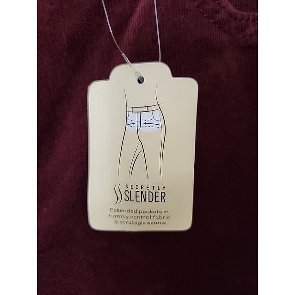 St Johns Bay Bootcut Corduroy Pants Womens 12 Burgundy Slimming Stretch NEW - Picture 7 of 13